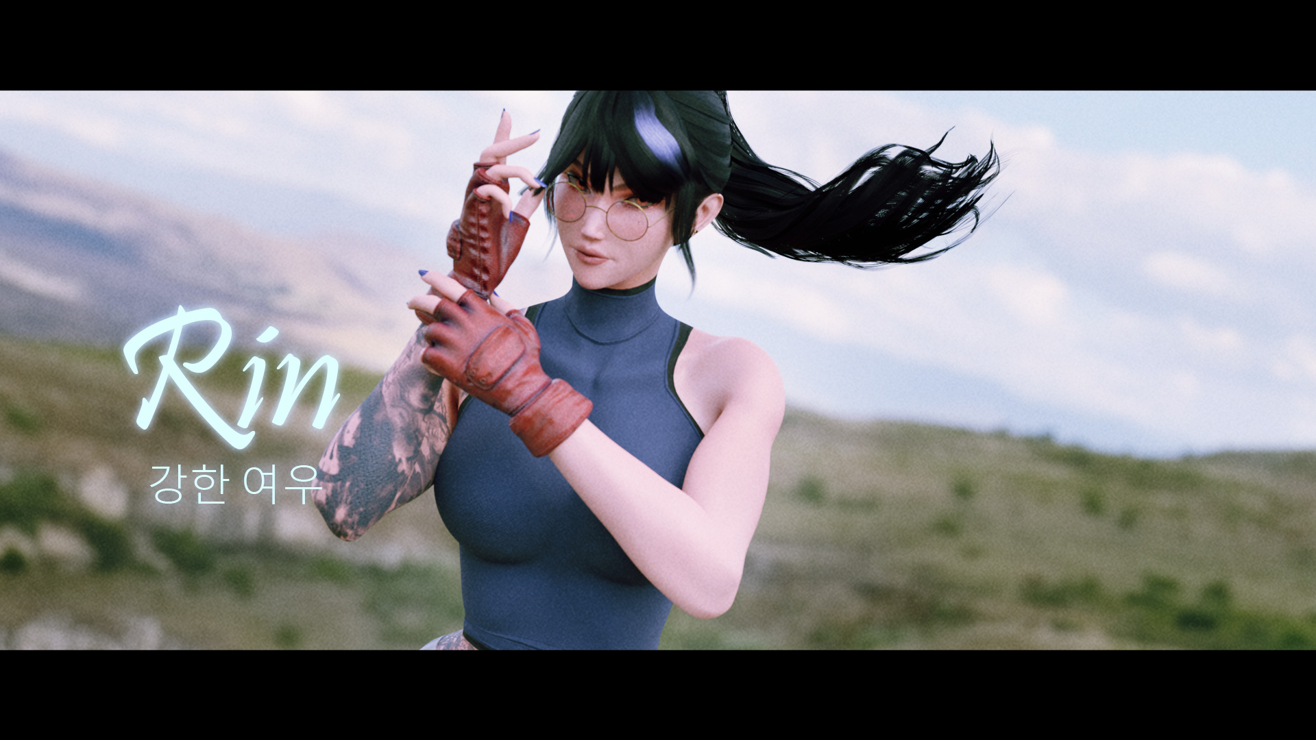 Stylized Female Fighting Character - Rin Low-poly 3D model_6