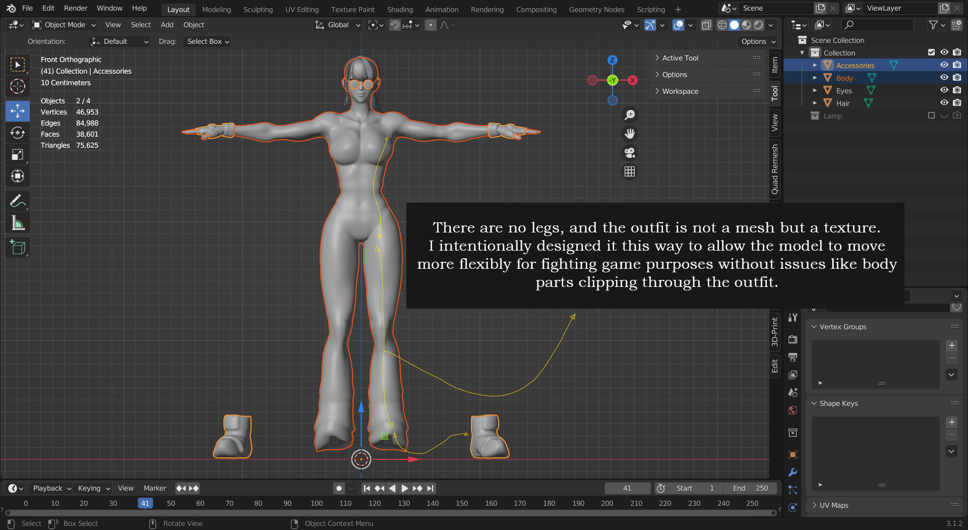 Stylized Female Fighting Character - Rin Low-poly 3D model_16