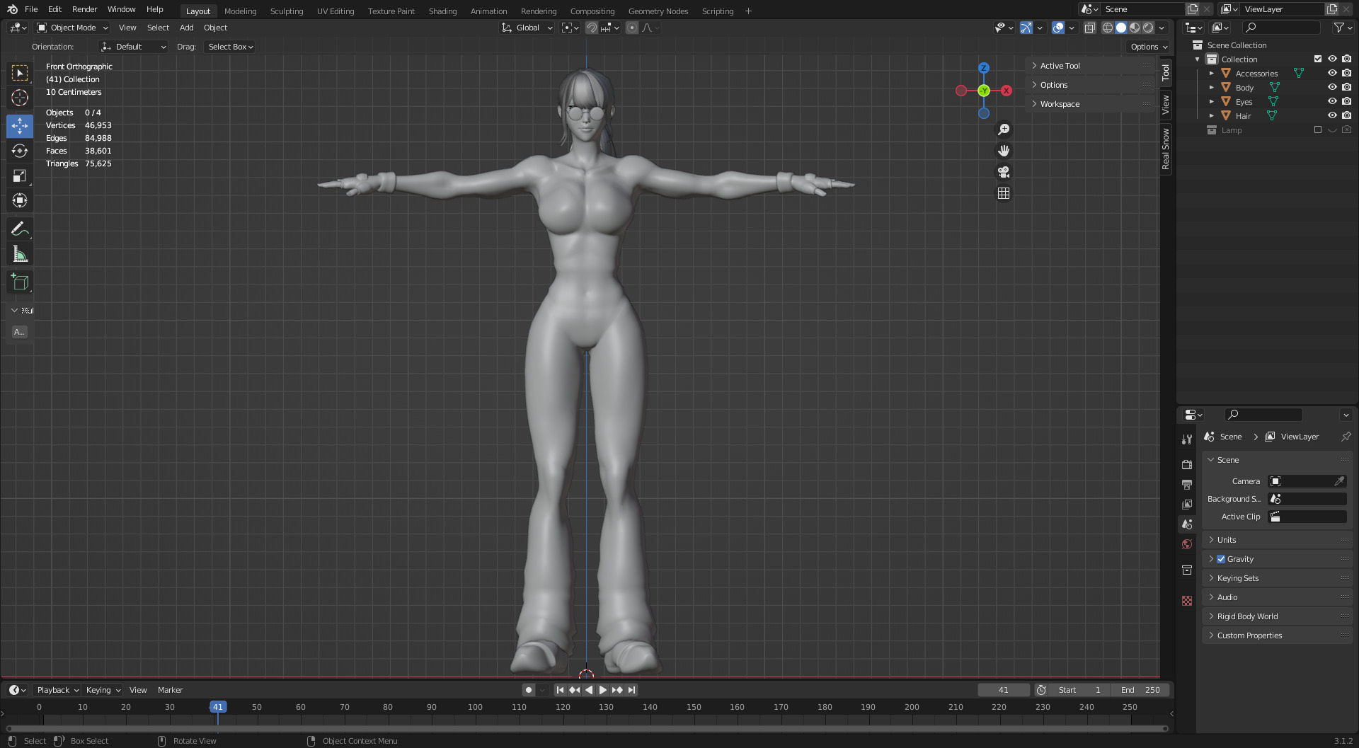 Stylized Female Fighting Character - Rin Low-poly 3D model_14