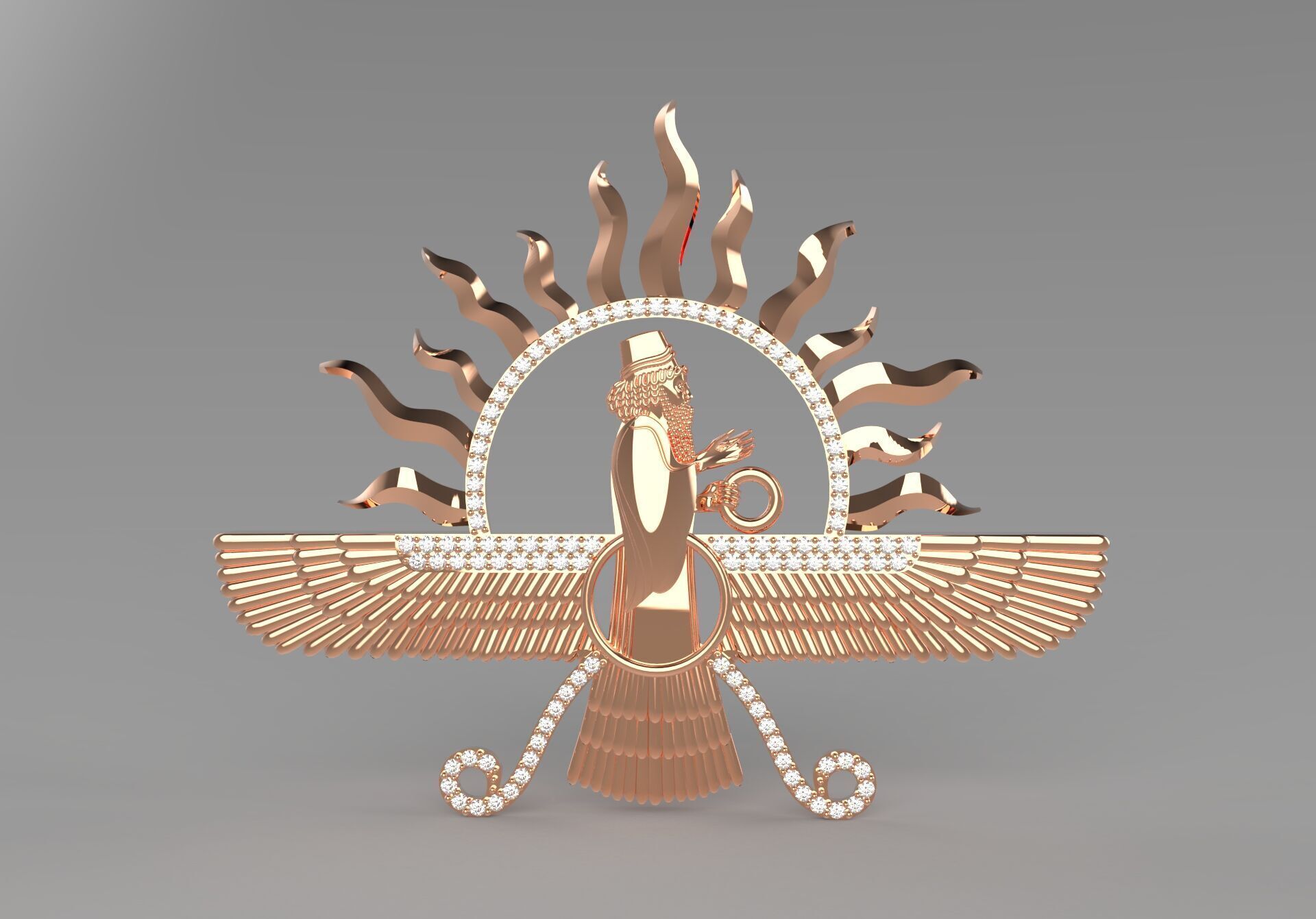 farvahar gold pendant jp0182 3D print model_13