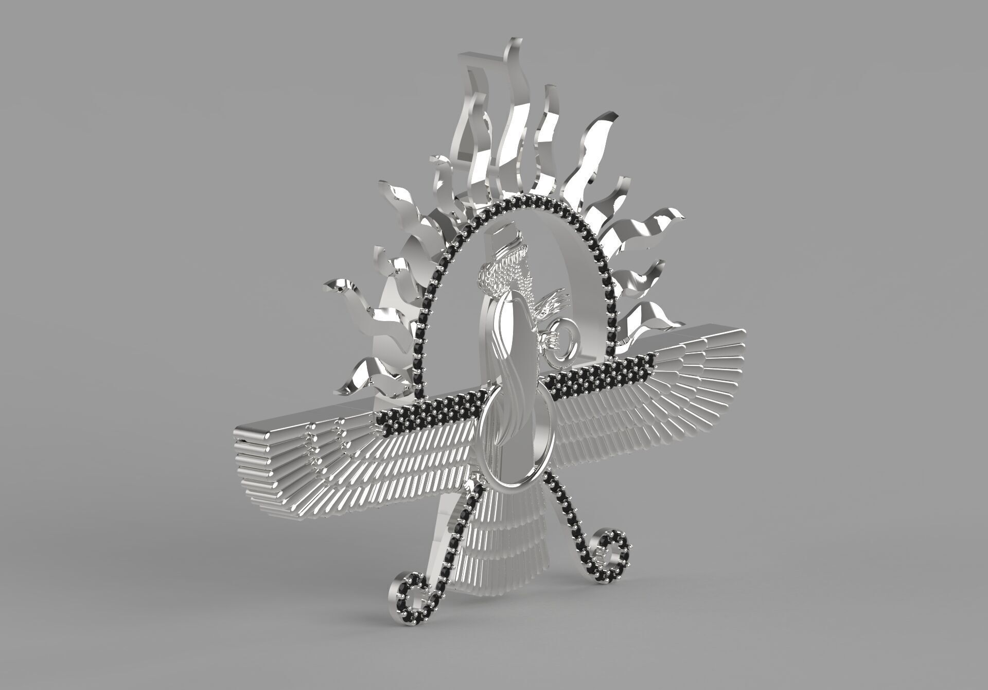 farvahar gold pendant jp0182 3D print model_16