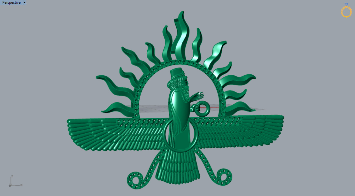 farvahar gold pendant jp0182 3D print model_7