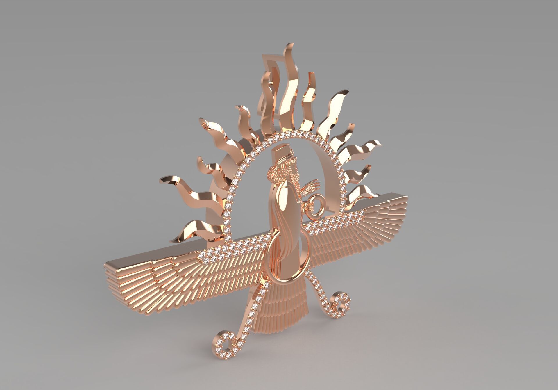 farvahar gold pendant jp0182 3D print model_12