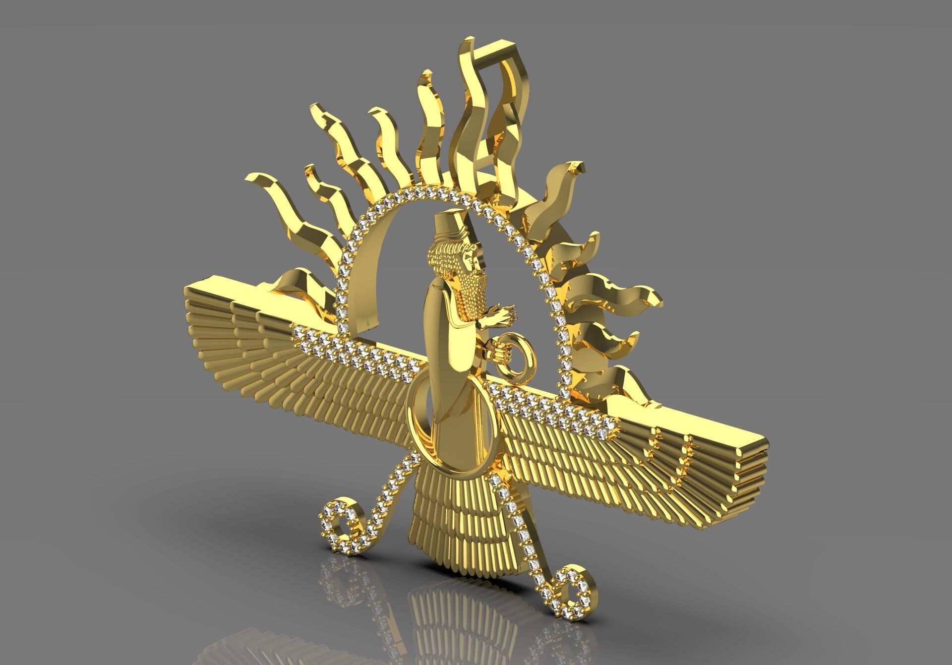 farvahar gold pendant jp0182 3D print model_1