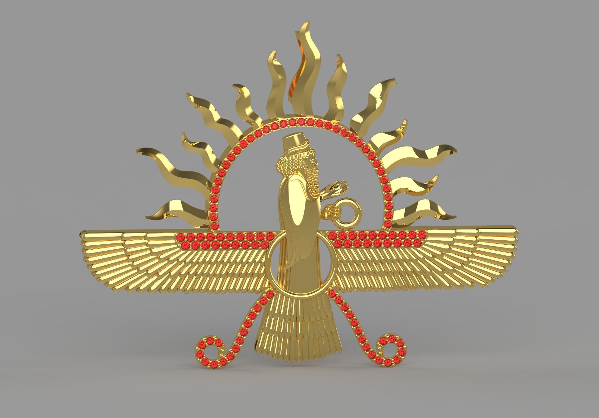 farvahar gold pendant jp0182 3D print model_19