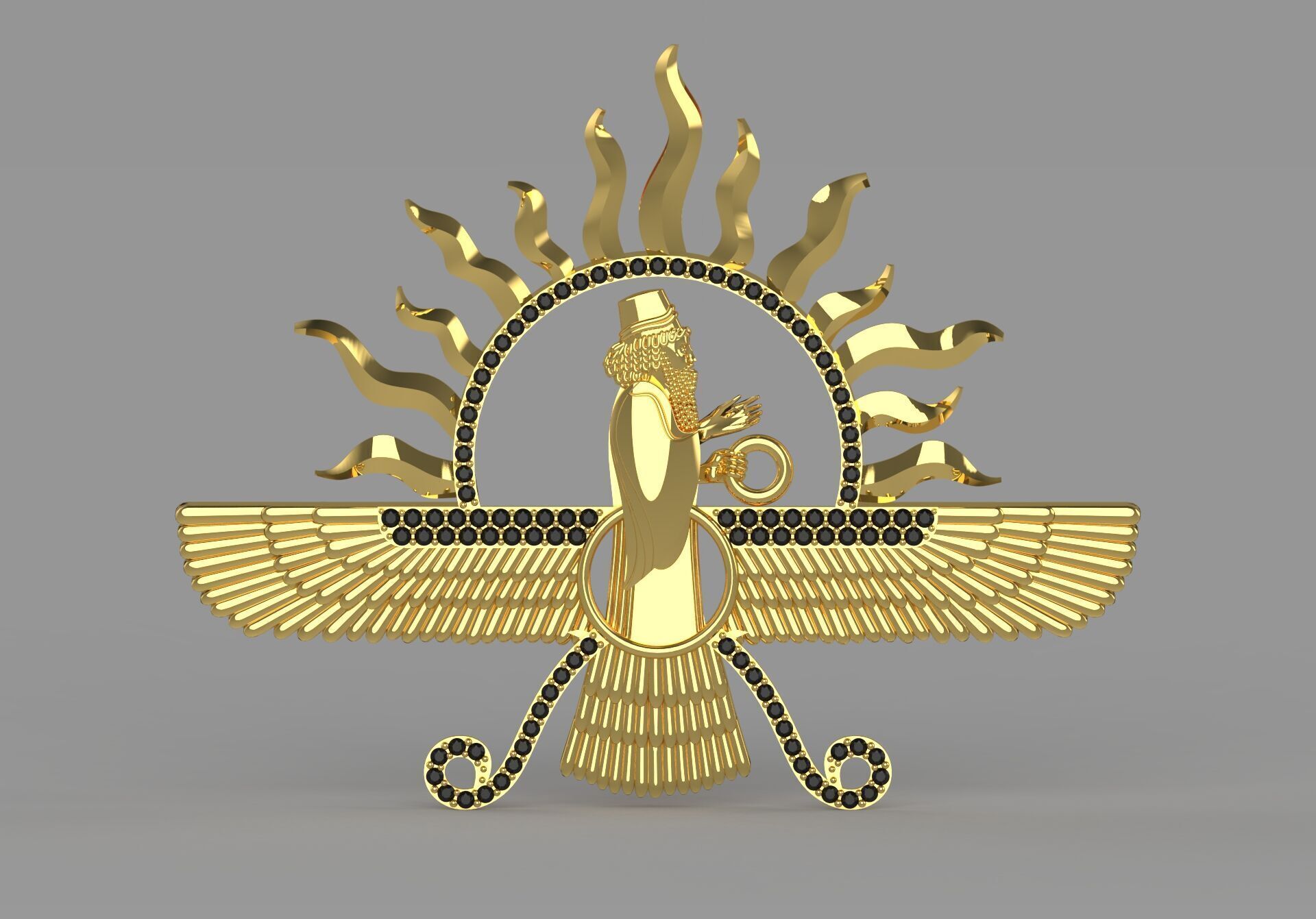 farvahar gold pendant jp0182 3D print model_17