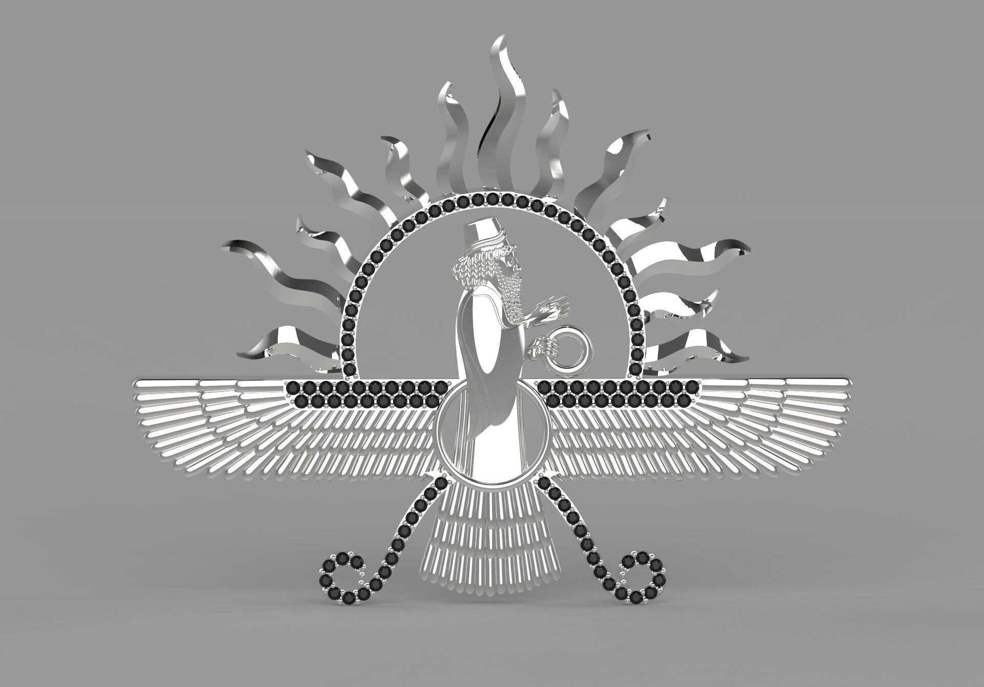 farvahar gold pendant jp0182 3D print model_15