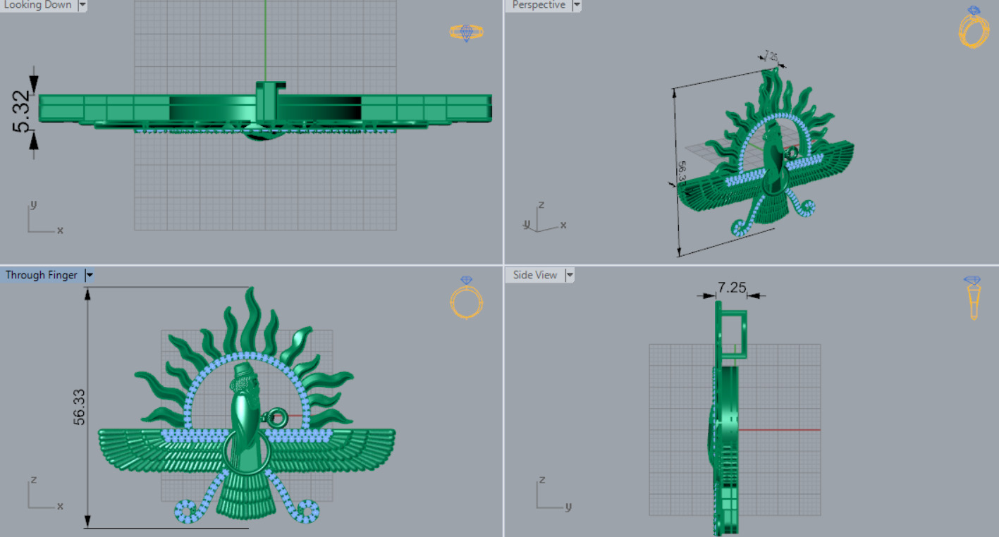 farvahar gold pendant jp0182 3D print model_6