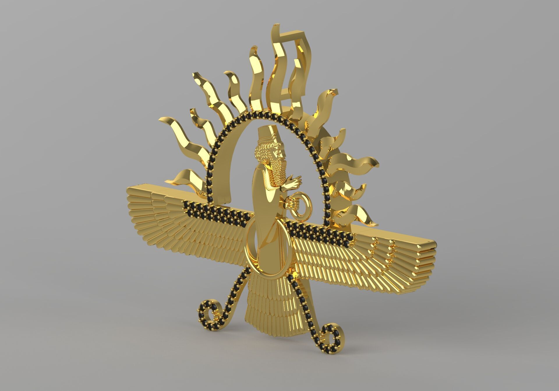 farvahar gold pendant jp0182 3D print model_18