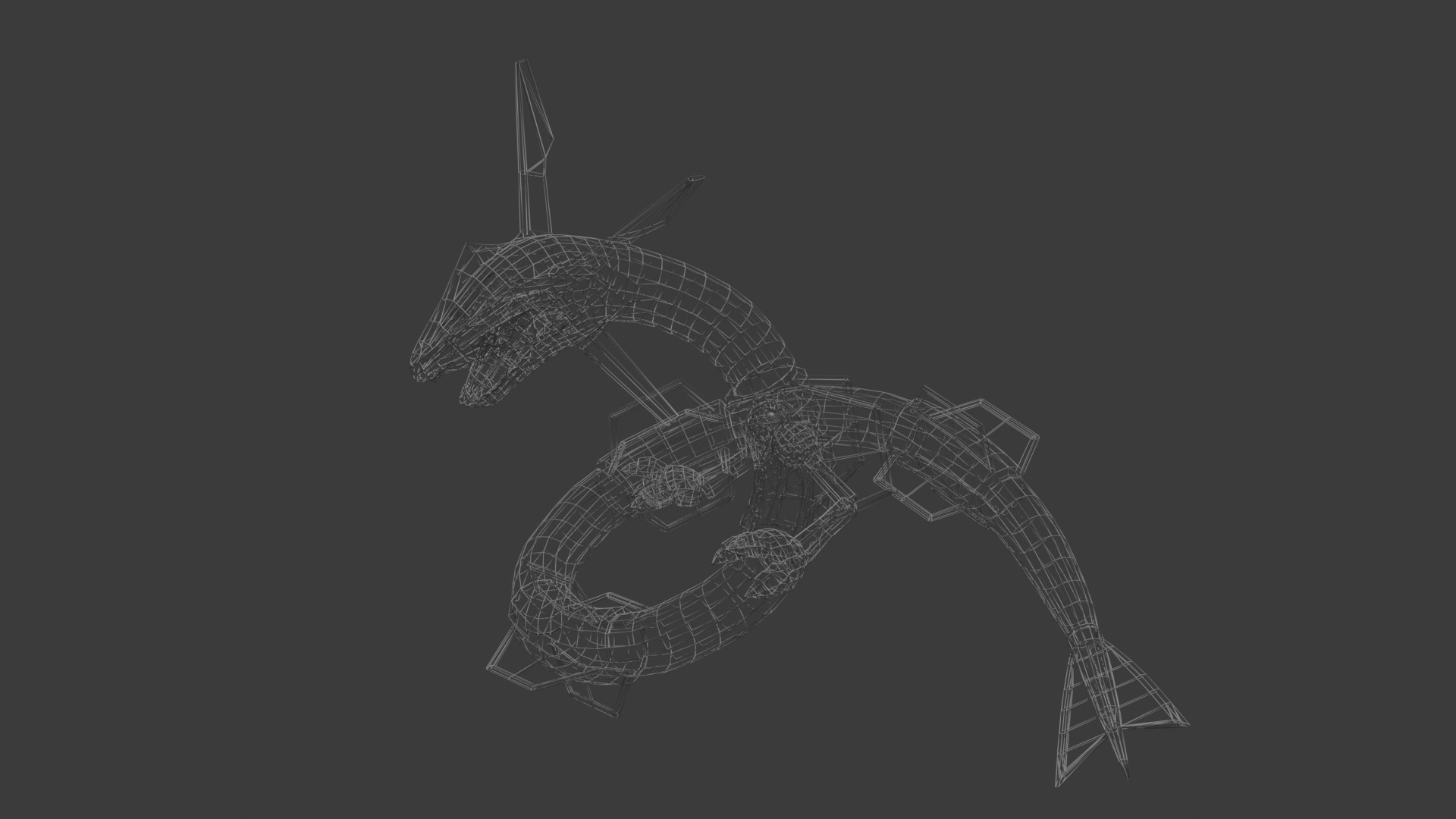Rayquaza Fan model and animation Low-poly 3D model_10