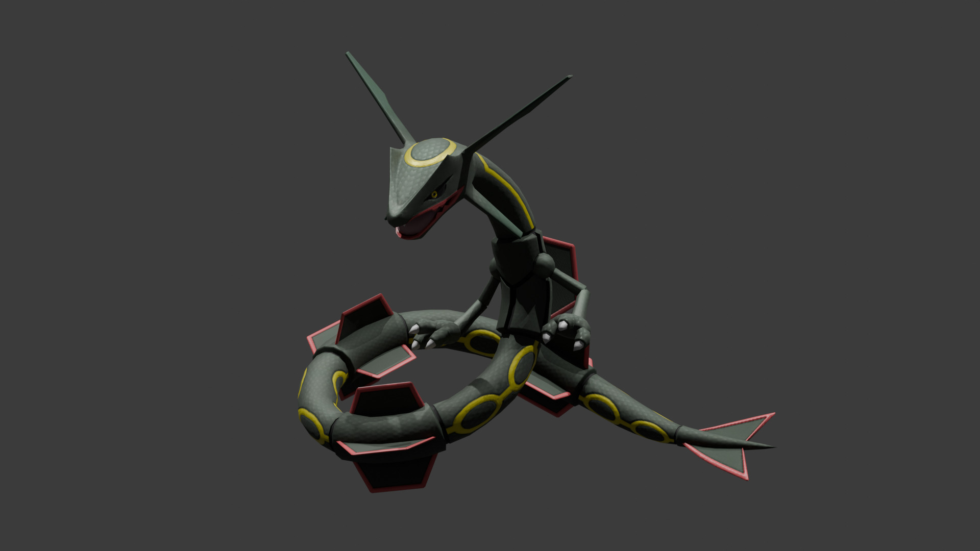 Rayquaza Fan model and animation Low-poly 3D model_6