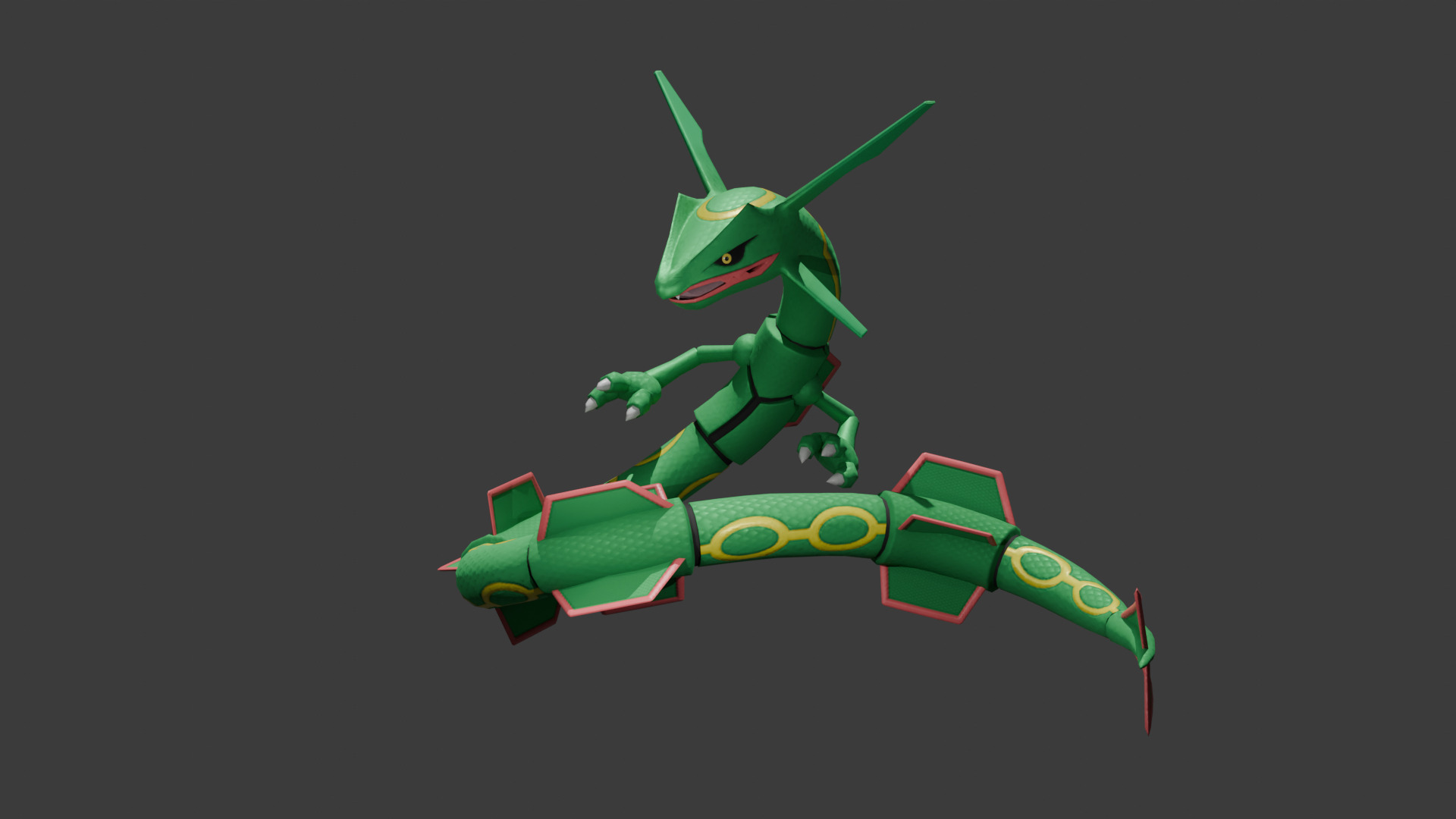Rayquaza Fan model and animation Low-poly 3D model_4