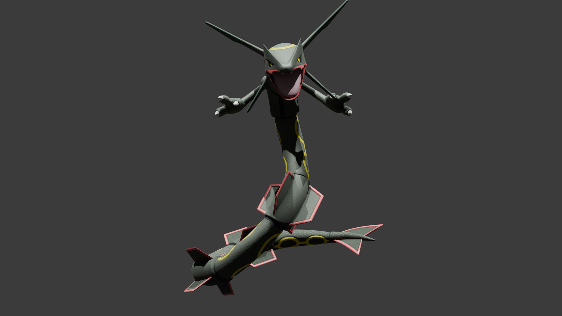 Rayquaza Fan model and animation Low-poly 3D model_5