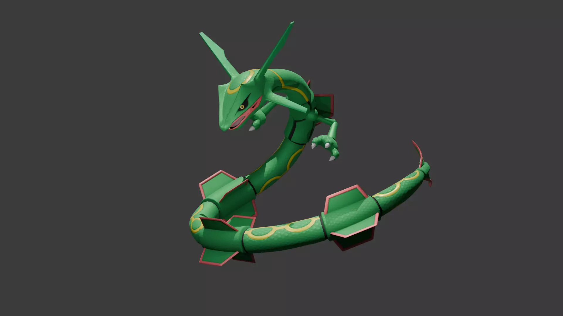 Rayquaza Fan model and animation Low-poly 3D model_0