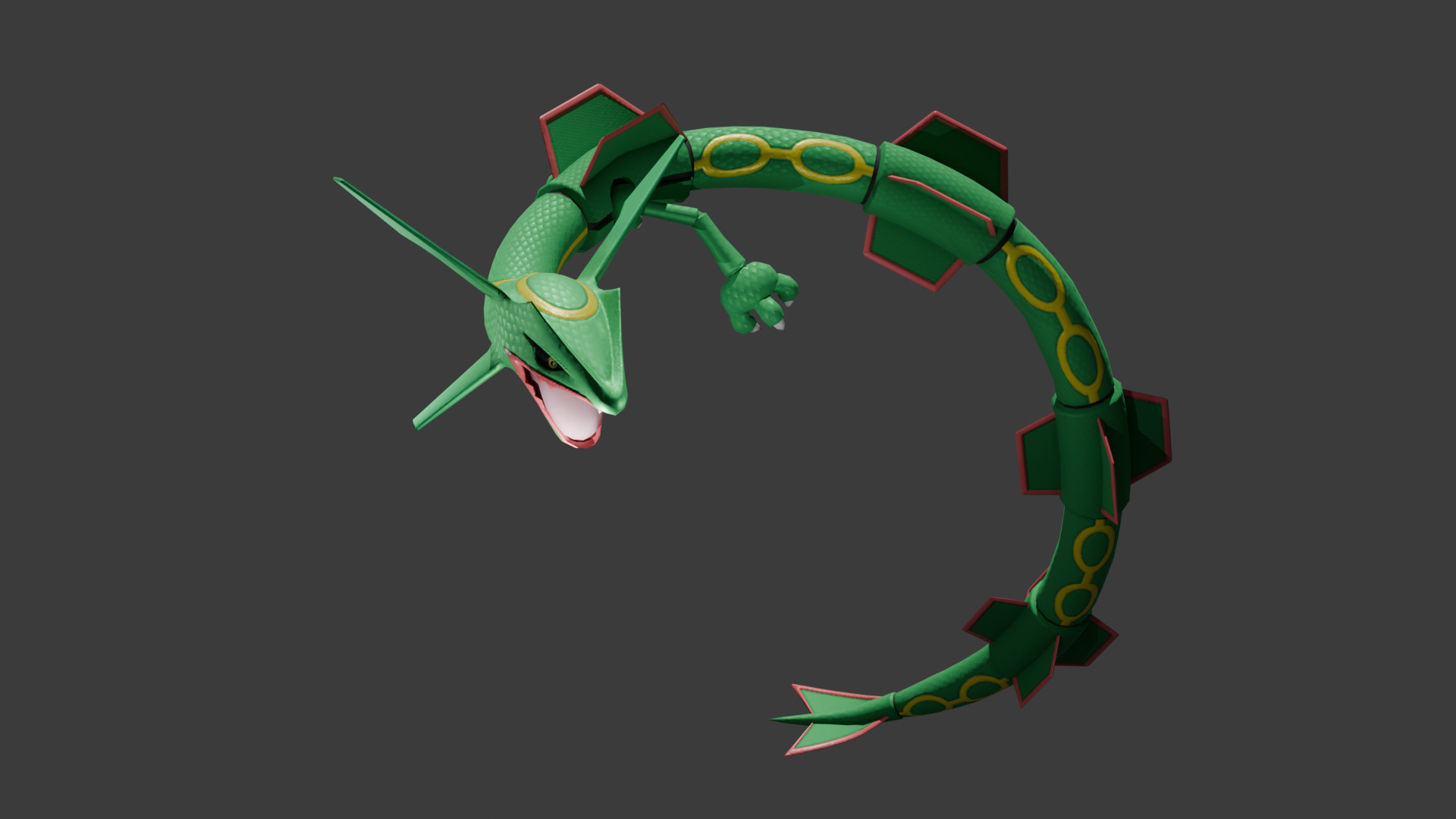 Rayquaza Fan model and animation Low-poly 3D model_3