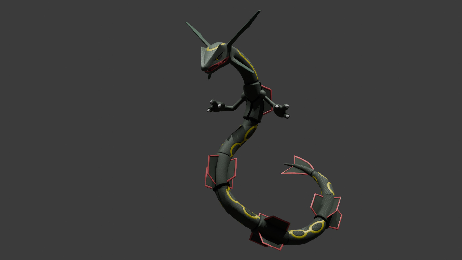 Rayquaza Fan model and animation Low-poly 3D model_7