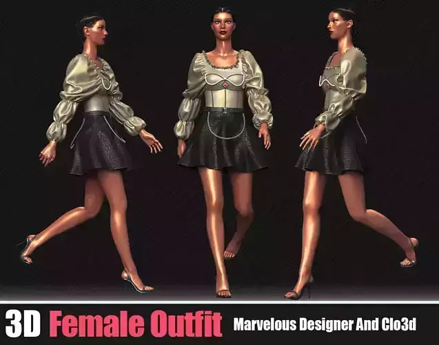 3D Women Outfit In Marvelous Designer 