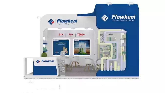 6mtr x 6mtr 2side open Exhibition Stand Design made 3ds max 2019 Low-poly 3D model
