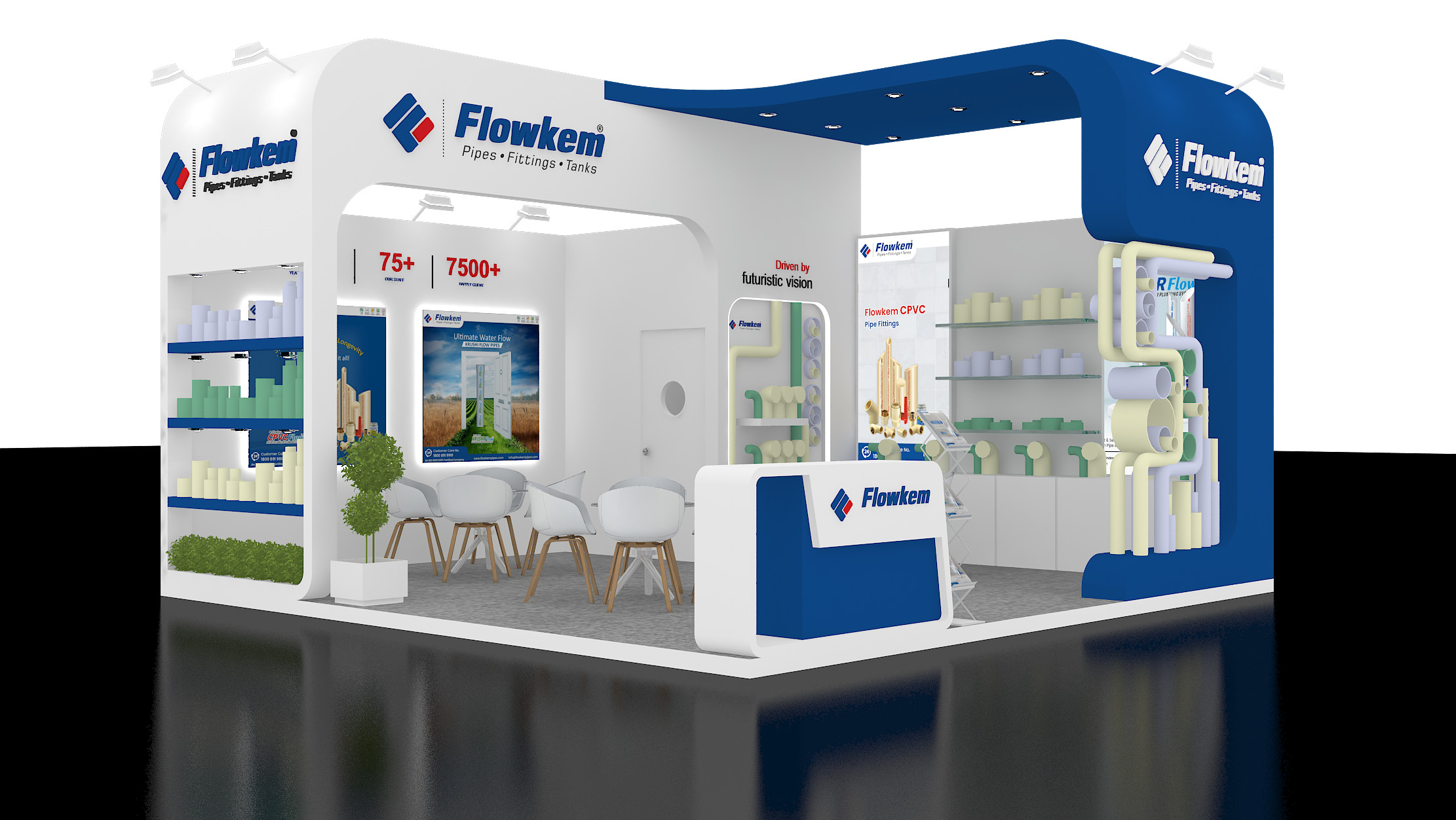 6mtr x 6mtr 2side open Exhibition Stand Design made 3ds max 2019 Low-poly 3D model_1