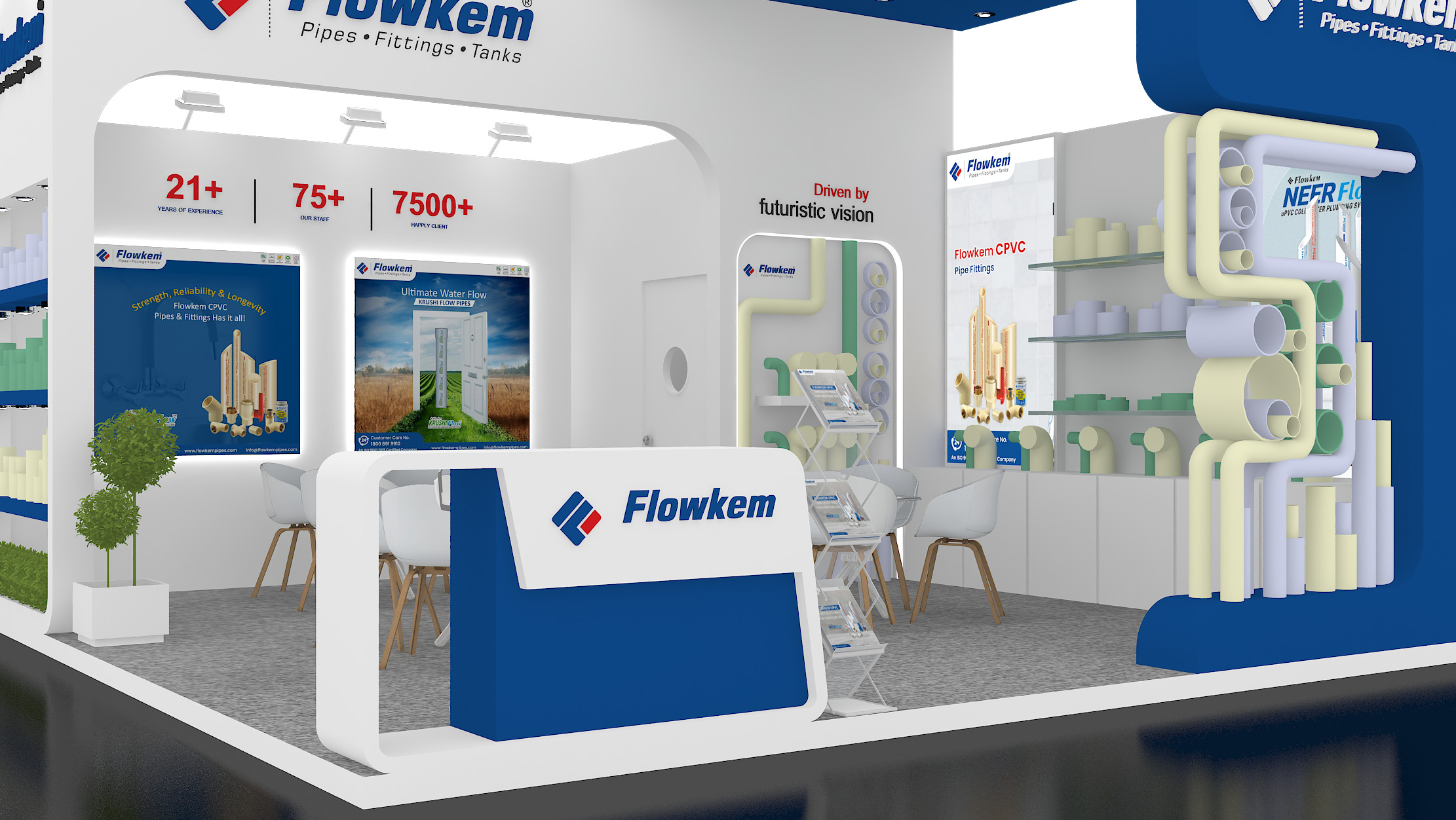 6mtr x 6mtr 2side open Exhibition Stand Design made 3ds max 2019 Low-poly 3D model_3