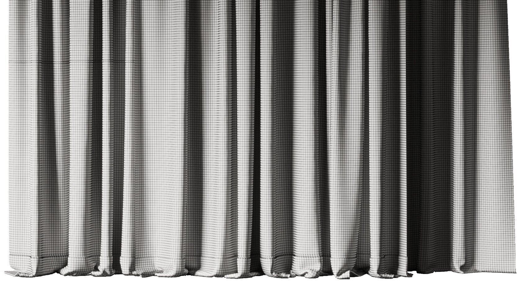 Set of soft silk curtains with wrinkles - collections 010 HBH Low-poly 3D model_13