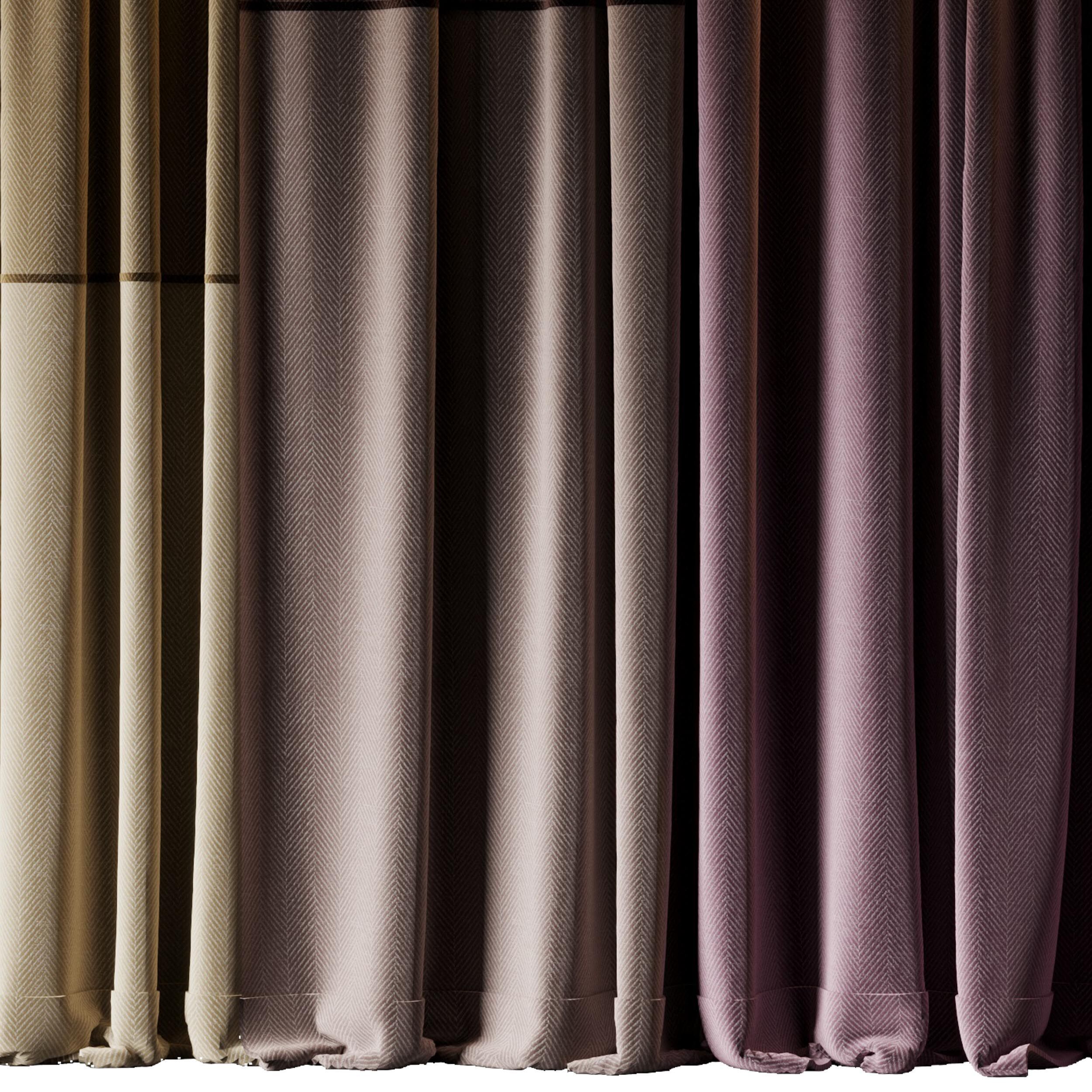 Set of soft silk curtains with wrinkles - collections 010 HBH Low-poly 3D model_12