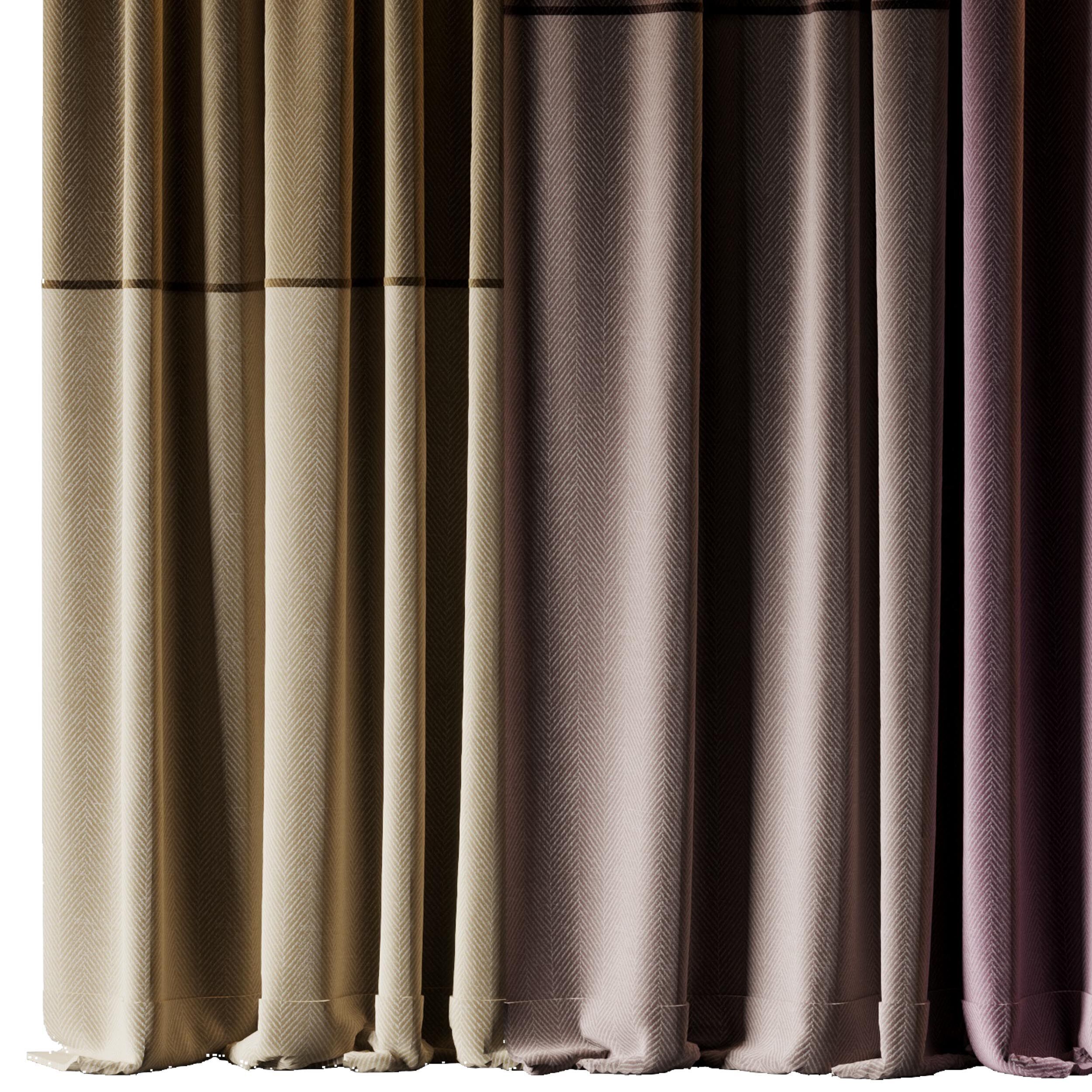 Set of soft silk curtains with wrinkles - collections 010 HBH Low-poly 3D model_5