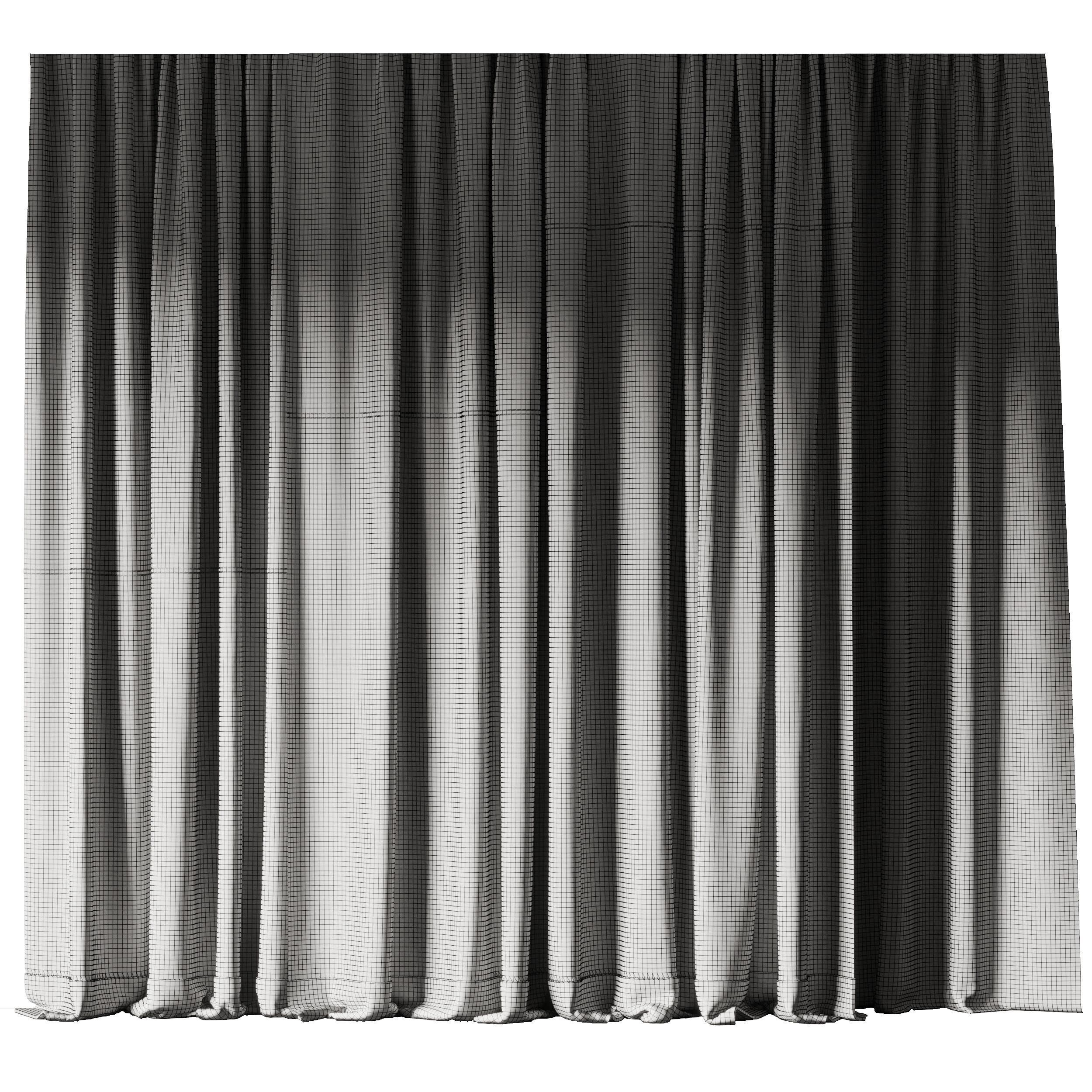 Set of soft silk curtains with wrinkles - collections 010 HBH Low-poly 3D model_6