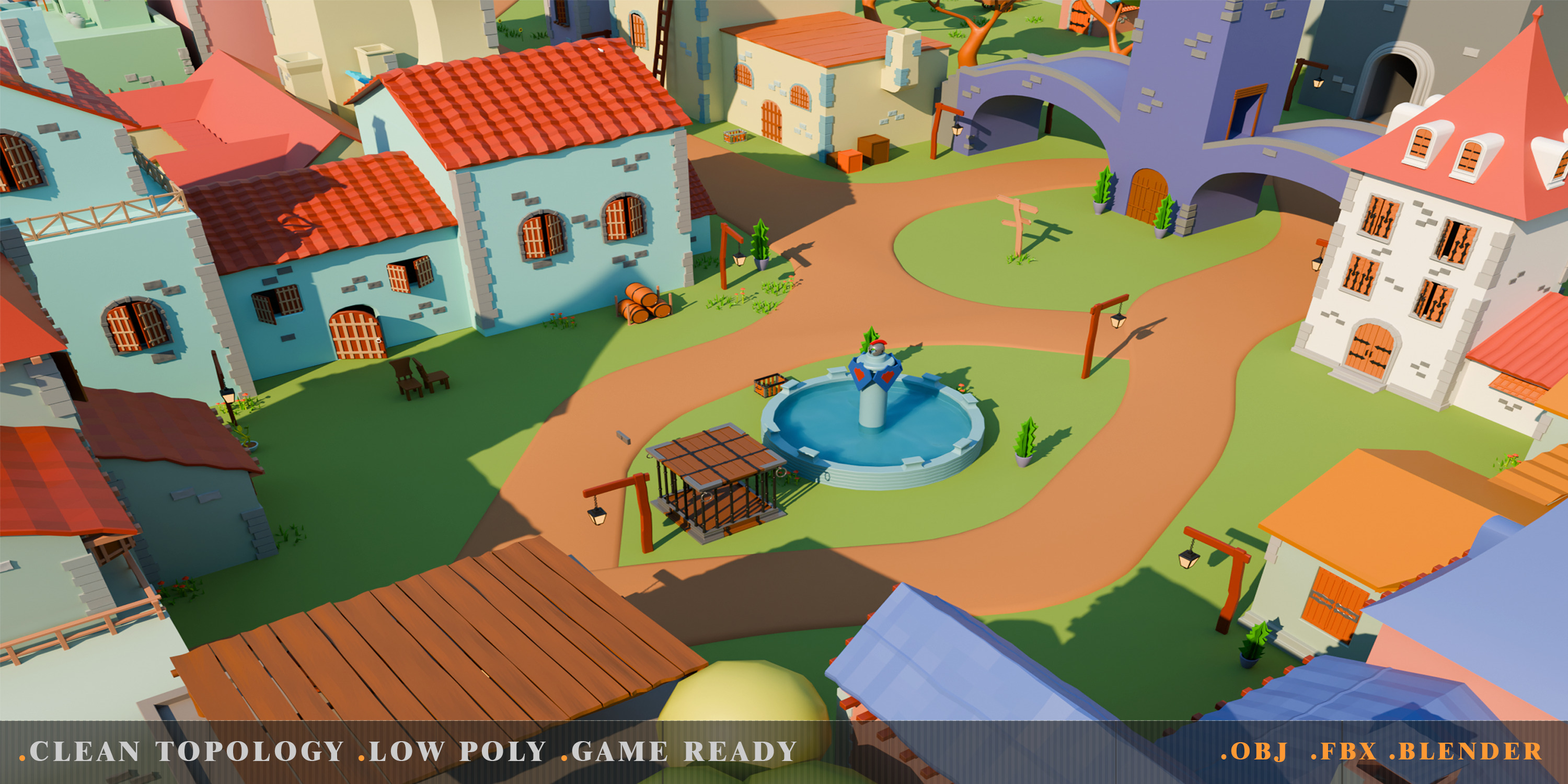 fantasy village Low-poly 3D model_2
