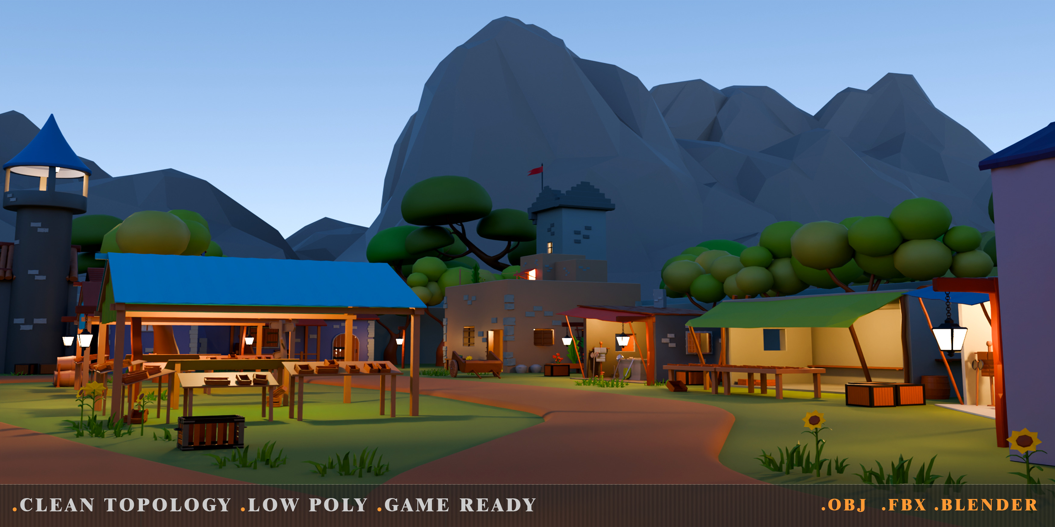 fantasy village Low-poly 3D model_10