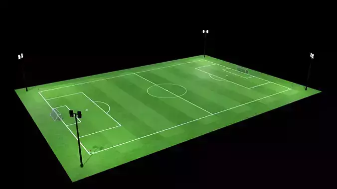 Low Poly Soccer Football Field v2