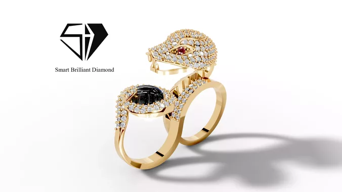 Luxury yellow gold snake design ring jr00082
