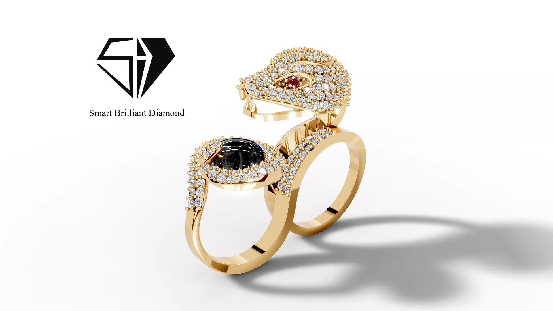 Luxury yellow gold snake design ring jr00082 3D print model