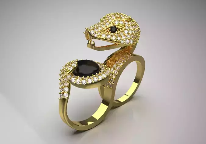 Luxury yellow gold snake design ring jr00082 3D print model