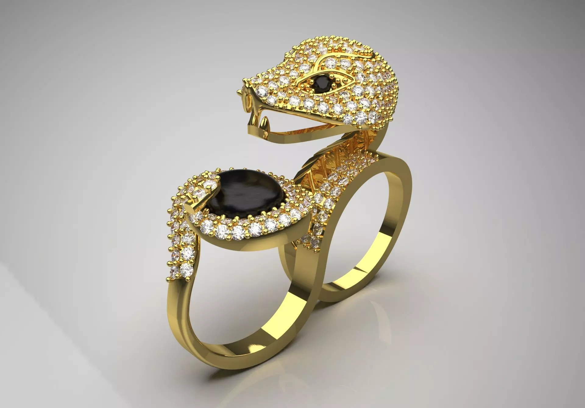 Luxury yellow gold snake design ring jr00082 3D print model