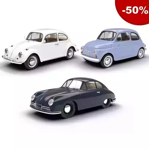 Pack Old cars 1945-1965 HQ interior 3D Model Collection
