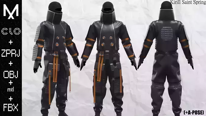 Sci fi Outfit Male Marvelous designer Clo3d OBJ mtl FBX ZPRJ