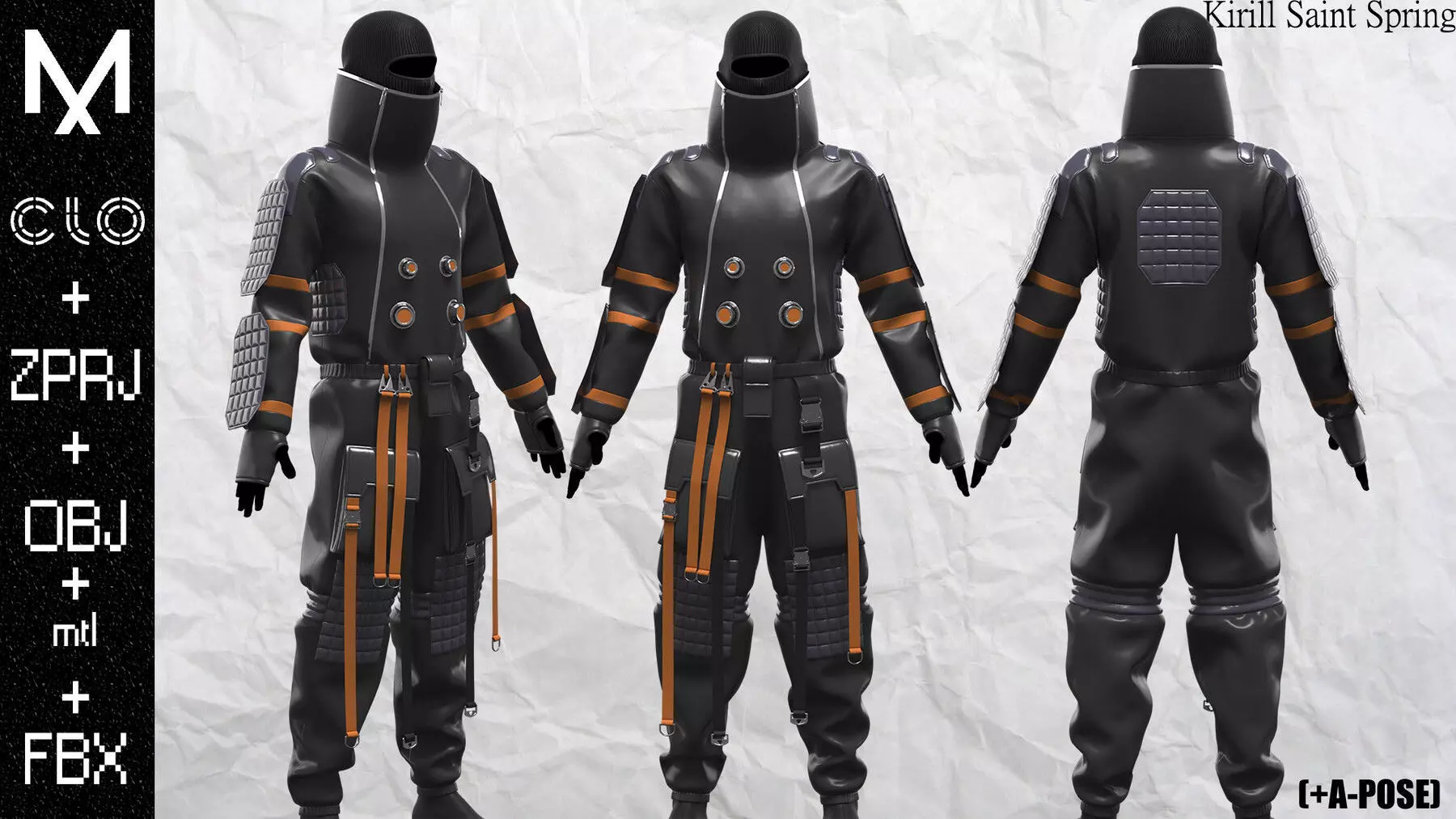 Sci fi Outfit Male Marvelous designer Clo3d OBJ mtl FBX ZPRJ 3D model