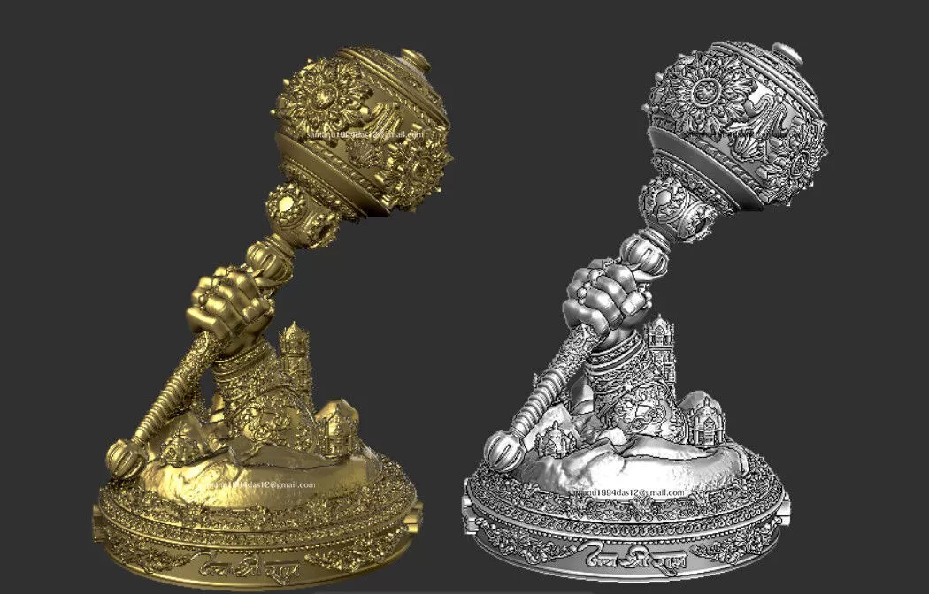Hanuman Hand With Gada 3d Print 3D print model