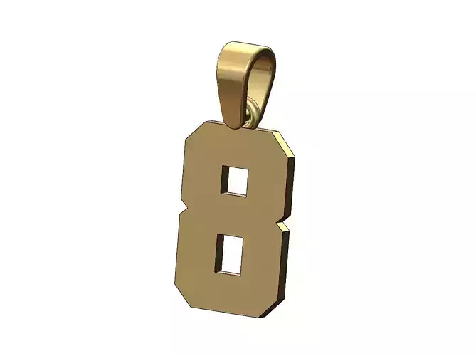 NBA font number 8 pendant charm with bail