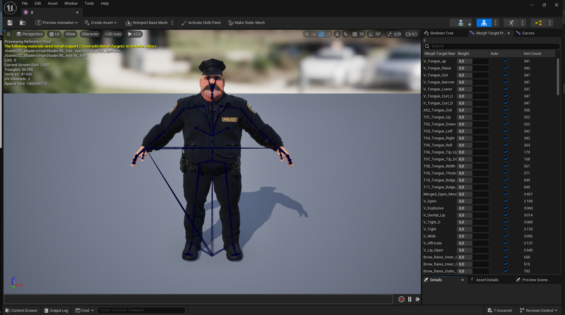 Stylized Cartoon Police Chief Rigged Fat Cop Low-poly 3D model_25