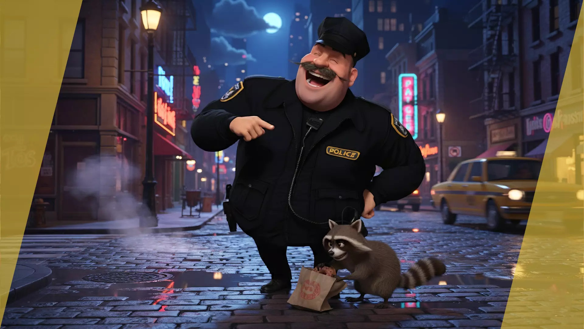 Stylized Cartoon Police Chief Rigged Fat Cop Low-poly 3D model_4