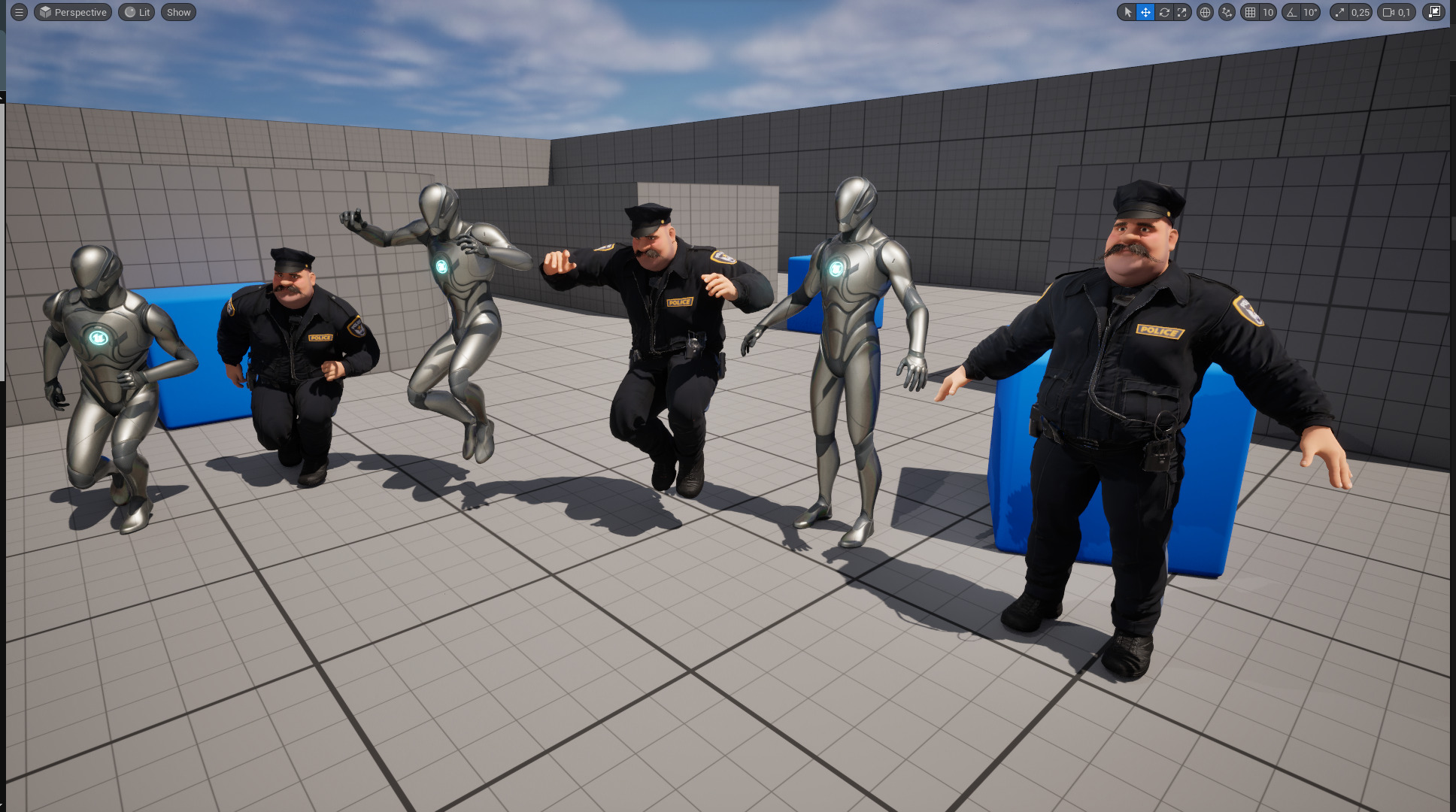 Stylized Cartoon Police Chief Rigged Fat Cop Low-poly 3D model_23