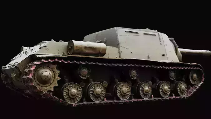 soviet military cannon ISU-152 RAW photogrammetry Low-poly 3D model