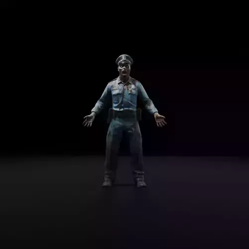 Zombie Police Officer - Low Poly Rigged 3D Model  Low-poly 3D model