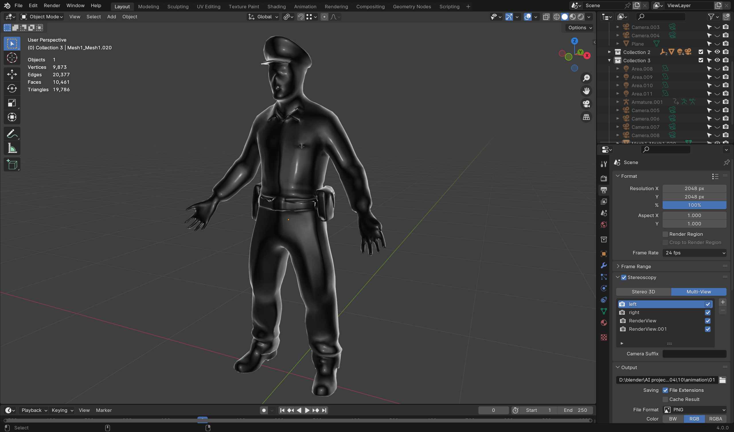 Zombie Police Officer - Low Poly Rigged 3D Model Low-poly 3D model_9