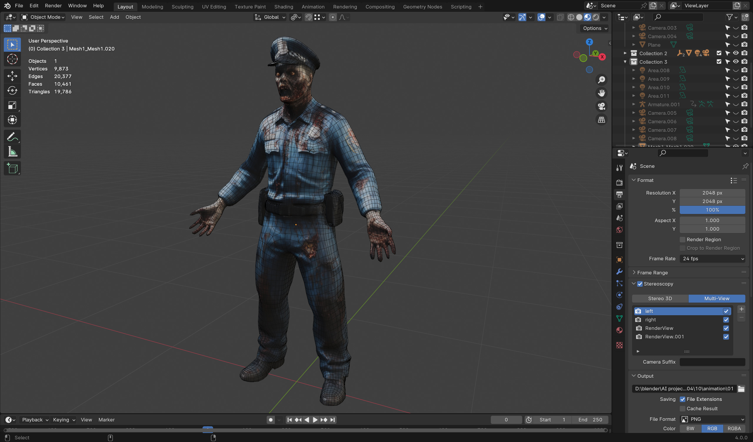 Zombie Police Officer - Low Poly Rigged 3D Model Low-poly 3D model_5