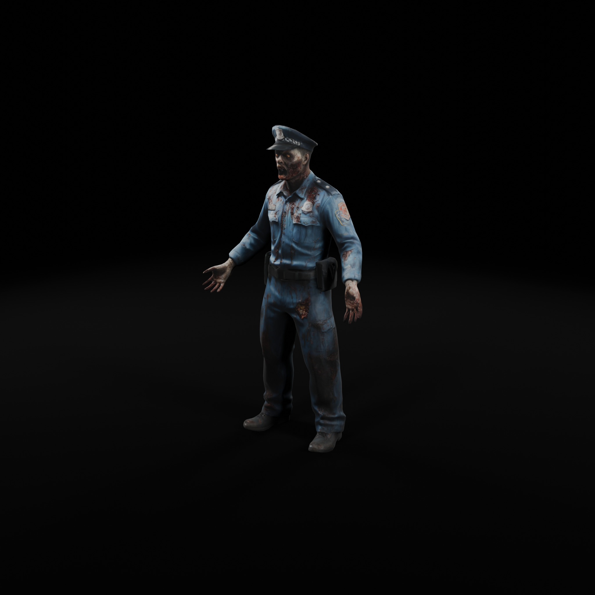 Zombie Police Officer - Low Poly Rigged 3D Model Low-poly 3D model_1
