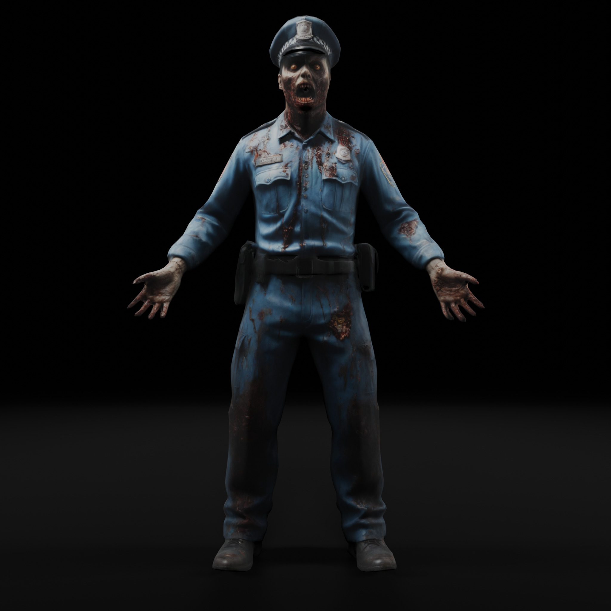 Zombie Police Officer - Low Poly Rigged 3D Model Low-poly 3D model_3