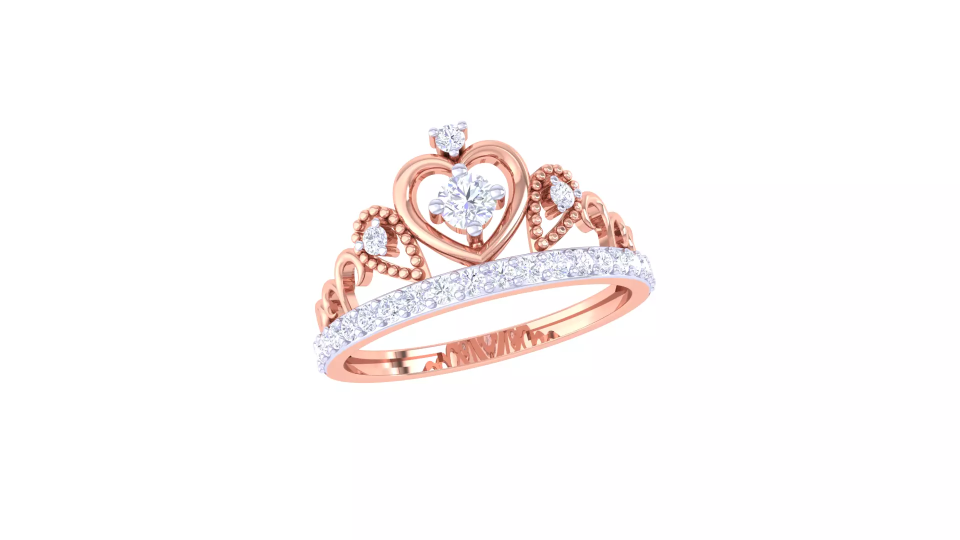 Women Crown Ring MTL 3dm STL OBJ FBX Details 3D print model